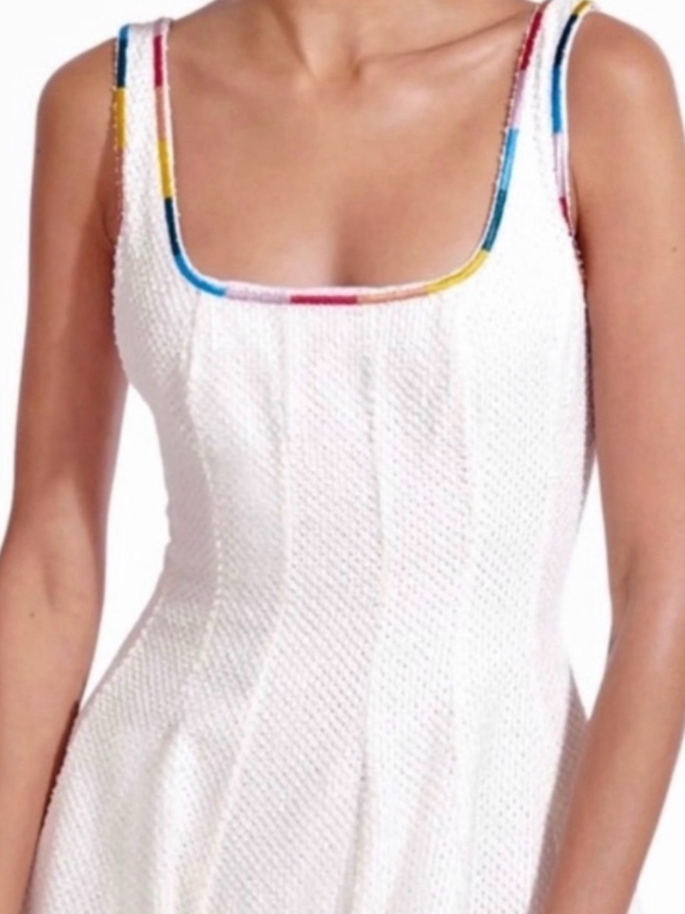 STAUD Wells Embroidered White Minidress with Multicolor Trim | 6 | NWT - Picture 8 of 14